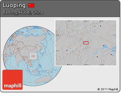 Gray Location Map of Luoping, hill shading