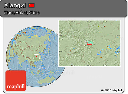 Savanna Style Location Map of Xiangxi, hill shading