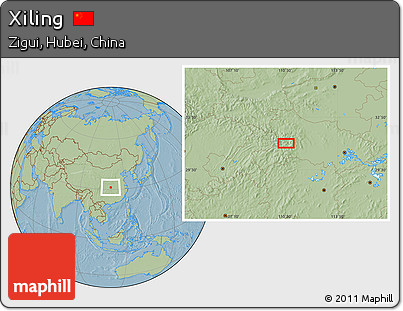 Savanna Style Location Map of Xiling, hill shading