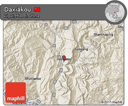 Shaded Relief Map of Daxiakou