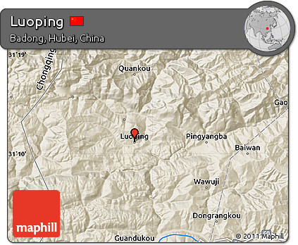 Shaded Relief Map of Luoping