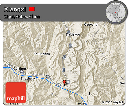 Shaded Relief Map of Xiangxi