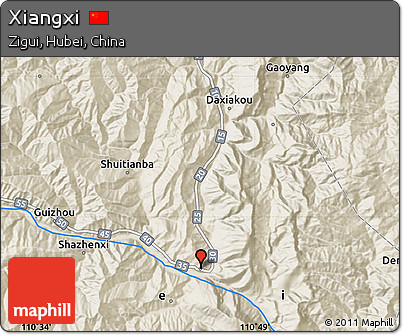 Shaded Relief Map of Xiangxi