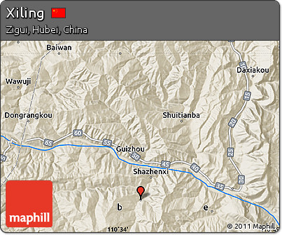 Shaded Relief Map of Xiling