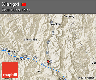 Shaded Relief Map of Xiangxi