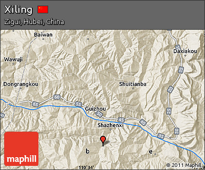 Shaded Relief Map of Xiling