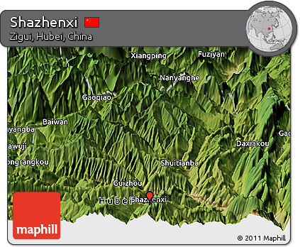 Satellite Panoramic Map of Shazhenxi