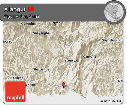 Shaded Relief Panoramic Map of Xiangxi