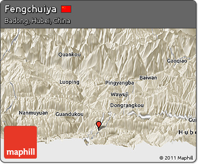 Shaded Relief Panoramic Map of Fengchuiya