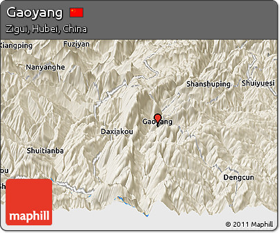 Shaded Relief Panoramic Map of Gaoyang