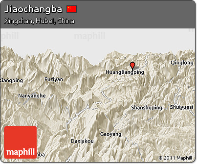 Shaded Relief Panoramic Map of Jiaochangba