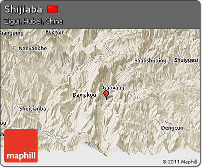 Shaded Relief Panoramic Map of Shijiaba