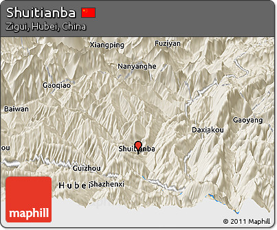 Shaded Relief Panoramic Map of Shuitianba