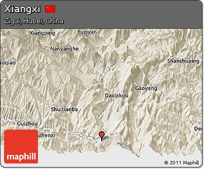 Shaded Relief Panoramic Map of Xiangxi