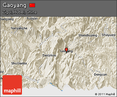 Shaded Relief Panoramic Map of Gaoyang