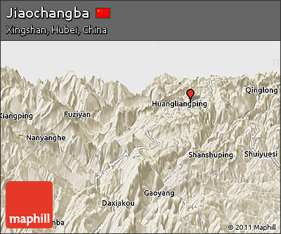 Shaded Relief Panoramic Map of Jiaochangba