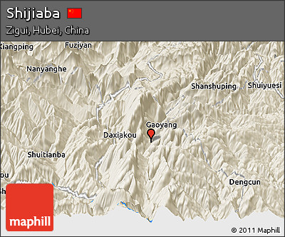 Shaded Relief Panoramic Map of Shijiaba