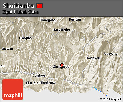 Shaded Relief Panoramic Map of Shuitianba