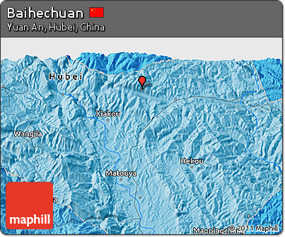 Political 3D Map of Baihechuan