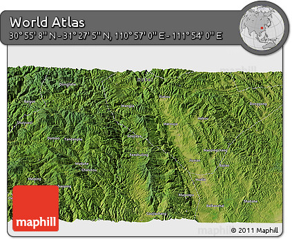 Satellite 3D Map of the Area around 31° 11' 6" N, 111° 25' 30" E