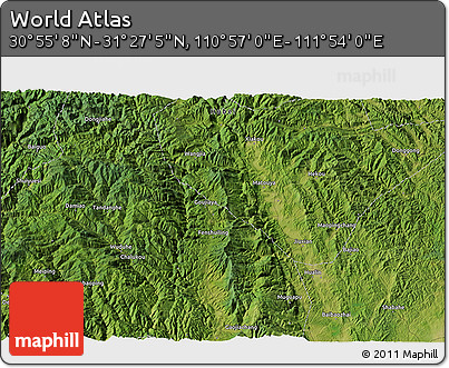 Satellite 3D Map of the Area around 31° 11' 6" N, 111° 25' 30" E
