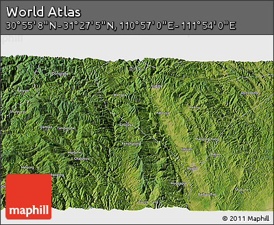 Satellite 3D Map of the Area around 31° 11' 6" N, 111° 25' 30" E