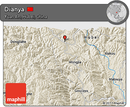 Shaded Relief 3D Map of Dianya
