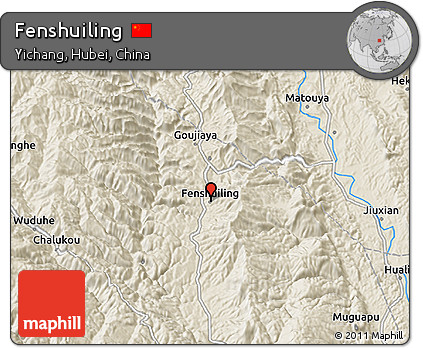 Shaded Relief 3D Map of Fenshuiling