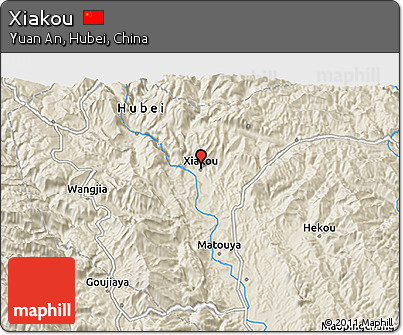 Shaded Relief 3D Map of Xiakou