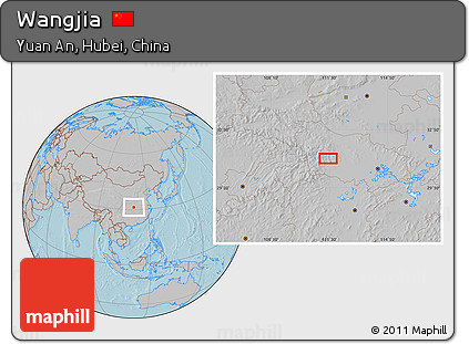 Gray Location Map of Wangjia, hill shading