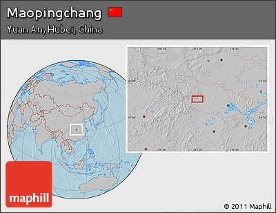Gray Location Map of Maopingchang, hill shading