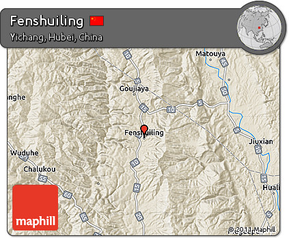 Shaded Relief Map of Fenshuiling