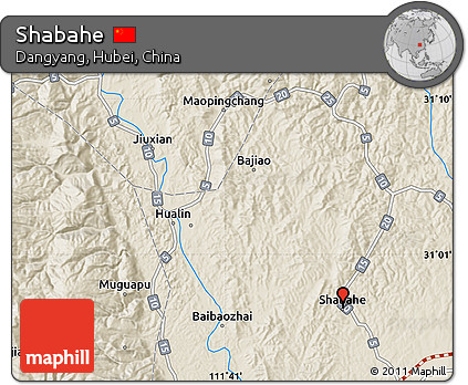 Shaded Relief Map of Shabahe