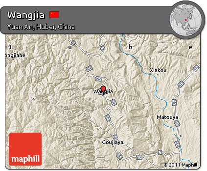 Shaded Relief Map of Wangjia