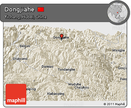 Shaded Relief Panoramic Map of Dongjiahe