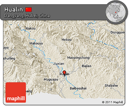 Shaded Relief Panoramic Map of Hualin