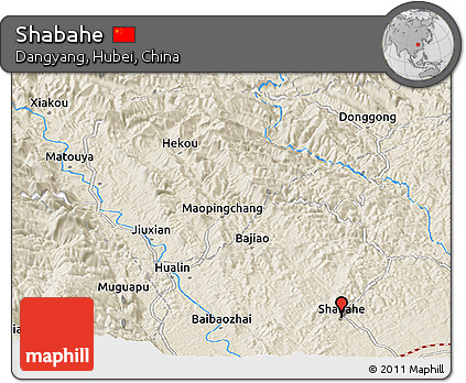 Shaded Relief Panoramic Map of Shabahe