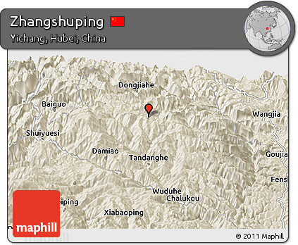 Shaded Relief Panoramic Map of Zhangshuping