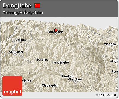 Shaded Relief Panoramic Map of Dongjiahe