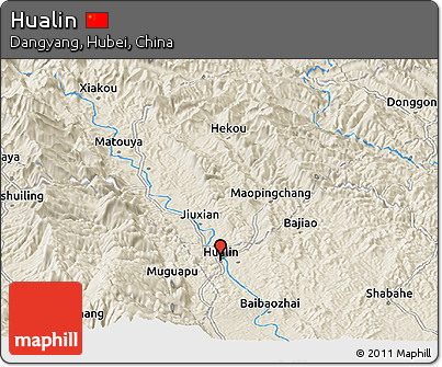 Shaded Relief Panoramic Map of Hualin