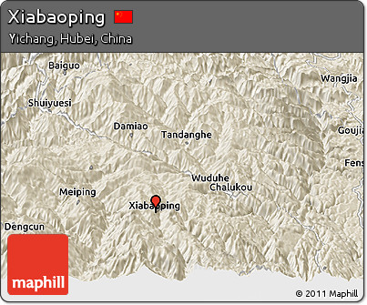 Shaded Relief Panoramic Map of Xiabaoping