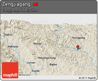 Shaded Relief Panoramic Map of Zengjiagang
