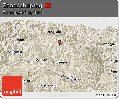 Shaded Relief Panoramic Map of Zhangshuping
