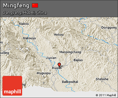 Shaded Relief Panoramic Map of Mingfeng