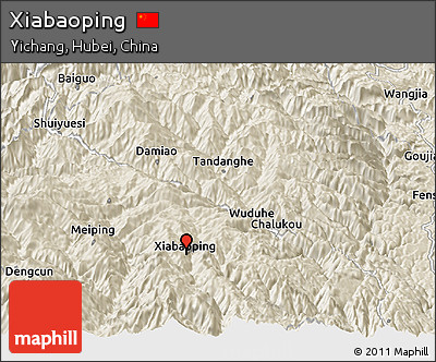 Shaded Relief Panoramic Map of Xiabaoping