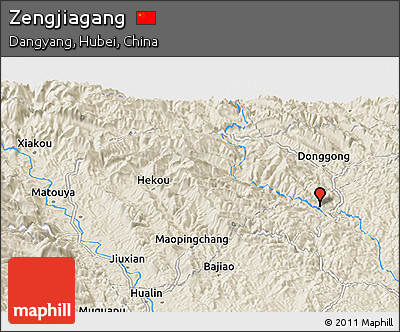 Shaded Relief Panoramic Map of Zengjiagang