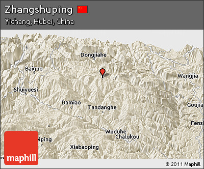 Shaded Relief Panoramic Map of Zhangshuping