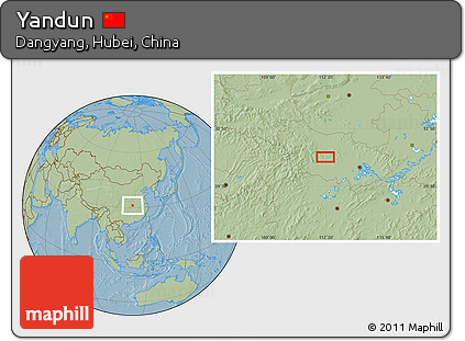 Savanna Style Location Map of Yandun, hill shading
