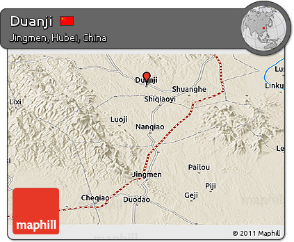Shaded Relief Panoramic Map of Duanji