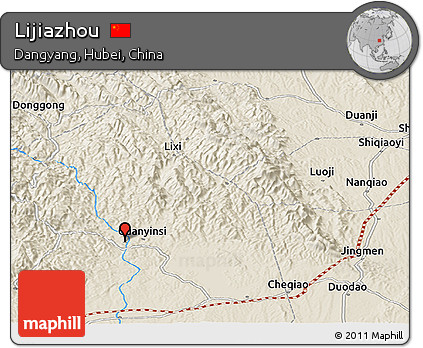 Shaded Relief Panoramic Map of Lijiazhou